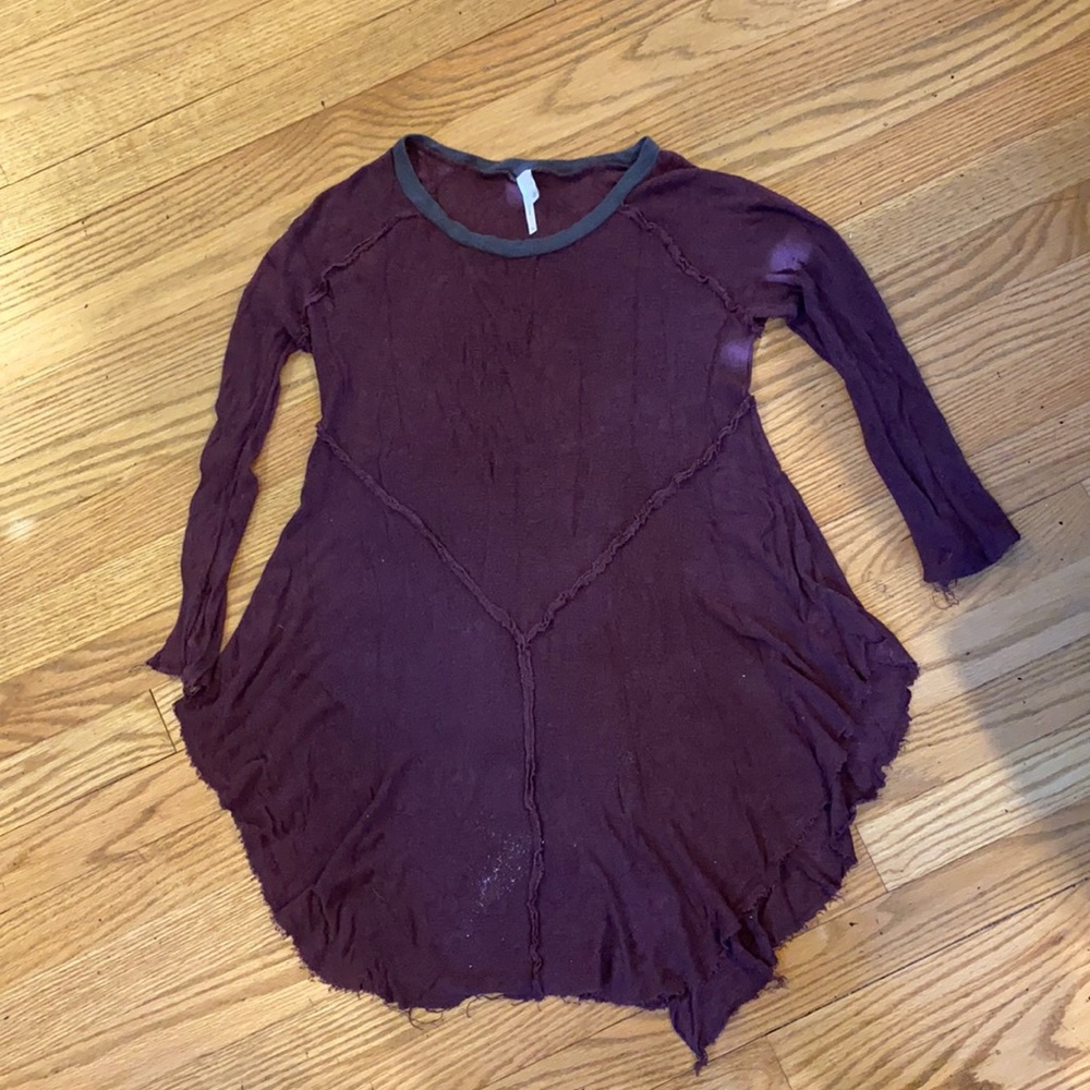Intimately Free People Semi Sheer Asymmetrical Weekends Layer Tee